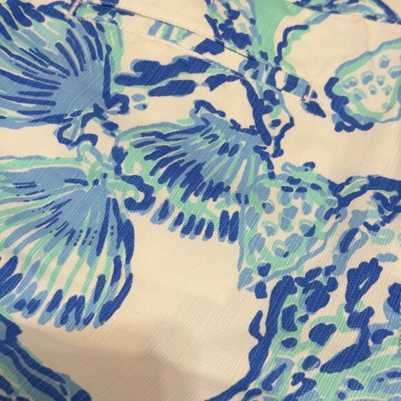 Lilly Pulitzer The Buttercup Shorts Scallop Hem Size 14 Blue & Green Seashell Pr - Picture 4 of 4